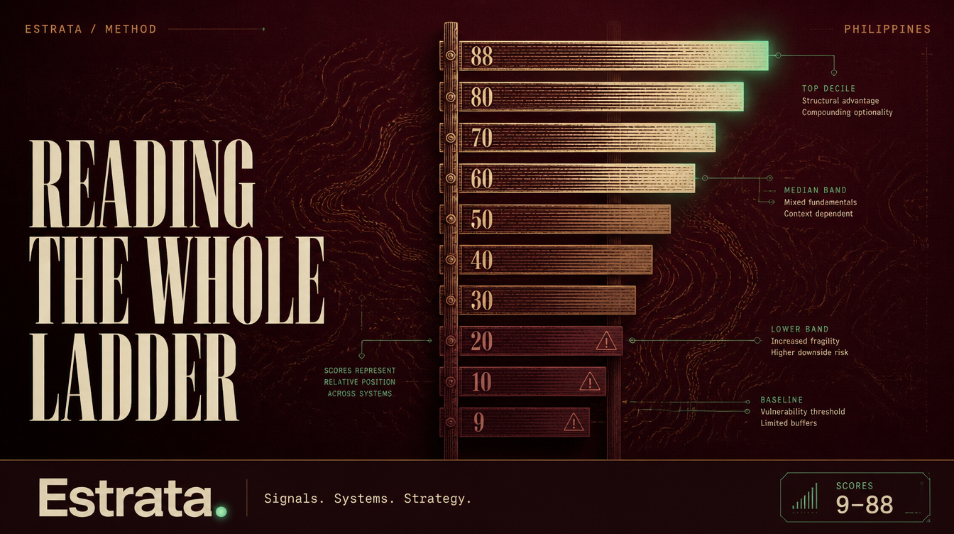 Reading the Whole Ladder: Why Estrata Publishes Low Scores